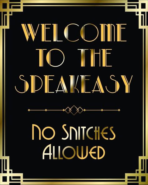 Gatsby Signs, Mafia Theme Party, 20s Party Decorations, Roaring 20s Birthday, 1920s Themed Party, Prohibition Party, Gatsby Birthday Party, Speakeasy Decor, 1920s Speakeasy