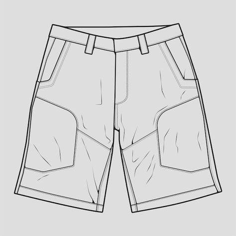 Pants Drawing, Outline Drawing, Drawing Vector, Sketch Style, Outline Drawings, Technical Drawing, Flat Design, Image Collection, Short Pants