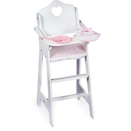 Badger Basket Doll High Chair With Feeding Accessories (fits American Girl Dolls) - Walmart.com Doll High Chair, Wooden High Chairs, Basket Chair, Bitty Baby, Fabric Seat, Pink Gingham, Collector Dolls, Doll Furniture, Fabric Trim