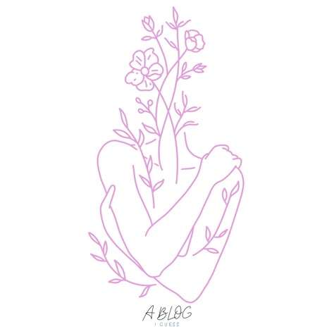 Woman Growing Tattoo, Dreamy Tattoo Aesthetic, Women Hugging Herself Tattoo, Flower Silhouette Tattoo, Self Hug Tattoo Minimalist, Hugging Yourself Tattoo, Self Love Floral Tattoo, Self Love Hugging Tattoo, Abstract Self Love Tattoo