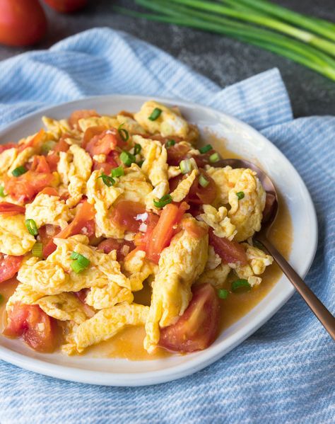 Chinese Tomato Egg Stir Fry Chinese Tomato Egg Recipe, Tomato Egg Recipe, Egg Stir Fry, Egg And Tomato, Eggs Over Medium, 5 Minute Recipe, Tomato Egg, Wok Recipes, Fried Tomatoes