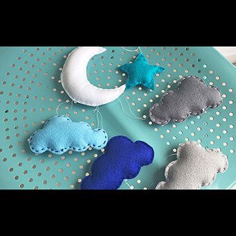 Sewing Projects | Hobbycraft Felt Moon, Sewing Gifts For Kids, Easy Baby Blanket, Star Mobile, Baby Mobiles, Diy Nursery, Sewing Projects For Kids, Nursery Mobile, Felt Craft