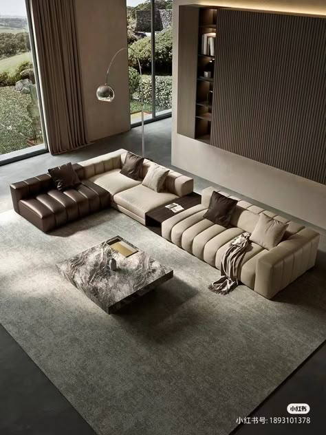 Cowhide Living Room, Minotti Sofa, Large Apartment, Corner Sofa Design, Sala Grande, Living Room Large, Living Room Sofa Set, House Layout Plans, Sofa Frame