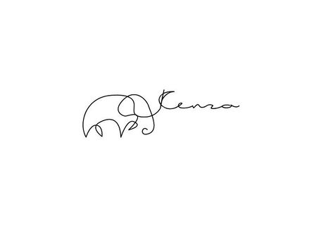 Elephant With Name Tattoo, Elephant Name Tattoo, Minimalist Tattoo Elephant, Minimalist Elephant Tattoo, Minimal Elephant Tattoo, Cute Couple Tattoo Ideas, Cute Couple Tattoo, Elephant Line Drawing, Small Elephant Tattoo