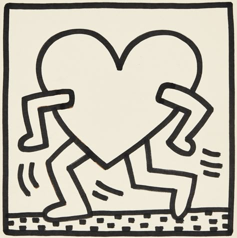 Keith Haring Tattoo, Keith Haring Art, Haring Art, Heart Font, Keith Haring, Art Movement, Art Plastique, Ceramic Painting, Wall Collage