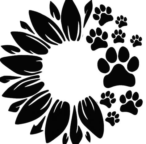 Sunflower Paw Print Decal What you get: - vinyl decal I do custom tumblers! If you would like this design on a custom glitter epoxy tumbler send me a message! #sunflowertattoos #tattooideas Paw Print Svg Free, Sunflower Paw Print, Paw Print Decal, Paw Print Svg, Vinyle Cricut, Idee Cricut, Cricut Stencils, Image Svg, Cricut Projects Beginner