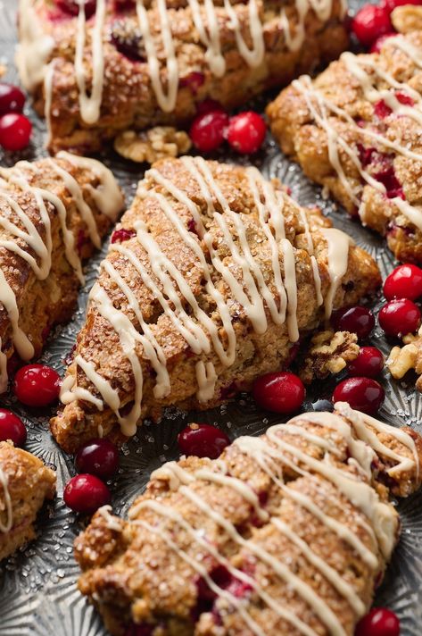 Maple Walnut Cranberry Scone Recipe - Baker by Nature Holiday Scones Recipe, Winter Scones Recipe, Winter Scone Flavors, Cranberry Walnut Scones, Walnut Scones Recipe, Cinnamon Apple Scones Baker By Nature, Martha Stewart Cranberry Scones, Scones Maple Pecan, Cranberry Scone