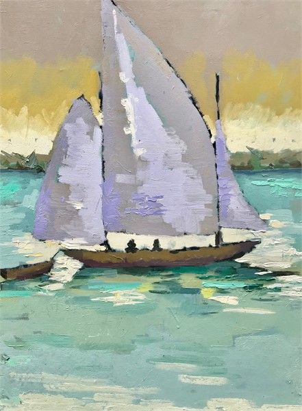 Sailboats Painting, Contemporary Coastal, Sailboats, Sailing, Canvas, Wall, Home Decor, Art, Home Décor