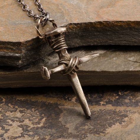 Rustic Men's Cross and Amulet Necklaces by Trijoux - The Beading Gem's Journal Nail Cross Necklace, Bronze Nails, Nails Necklace, Cross Jewelry Necklace, Mens Cross Necklace, Amulet Necklace, Mens Crosses, Great Gifts For Men, Christian Jewelry