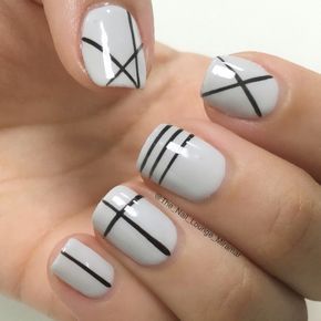 30 Cool Nail Art Ideas for 2018 - Easy Nail Designs for Beginners Nail Polish Ideas Easy, Line Nail Designs, Line Nail Art, Geometric Nail, Lines On Nails, Basic Nails, Simple Nail Art Designs, Nail Polish Designs, Simple Nail Designs