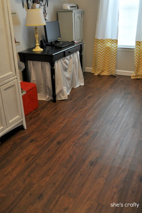 I love, Love, LOVE the vinyl plank flooring, aka fake wood floors in my craft room!!         The carpet needed to be replaced in this room ... Fake Wood Floors, Gray Vinyl Flooring, Vinyl Wood Plank Flooring, Fake Wood Flooring, Cherry Flooring, Wood Look Flooring, Vinyl Hardwood Flooring, Cheap Hardwood Floors, Interior Board