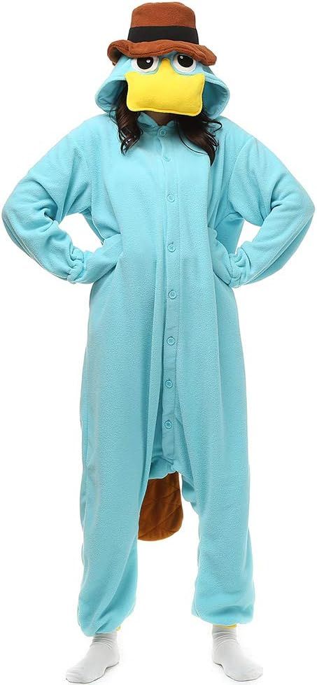 Amazon.com: NAITOKE Adult Unisex Perry The Platypus Onesie Pajamas Homewear Sleepwear,146-159cm(4'9"-5'2") : Clothing, Shoes & Jewelry Pyjamas Onesie, Adult Onesie Pajamas, Costume Carnaval, Perry The Platypus, Animal Onesie, Onesie Costumes, Animal Pajamas, Duck Bill, Vintage Halloween Decorations