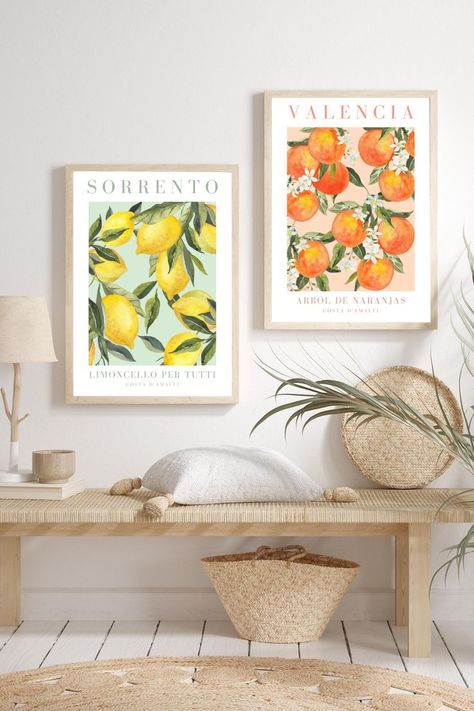 Fruit Market Poster, Flower Market Prints, Botanical Gallery Wall, Italian Wall Art, Aura Gradient, Lemon Watercolor, Food Wall Art, Health Affirmations, Sustainable Art