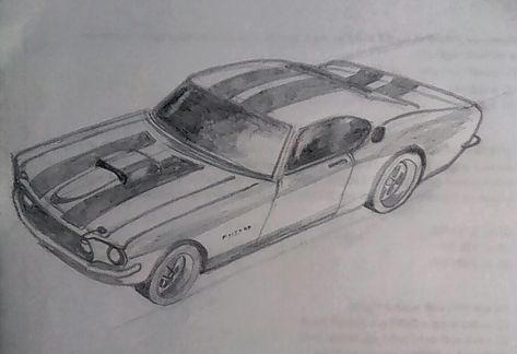 Ford Mustang Sketch Drawings, Drawings Of Old Cars, Old Mustang Drawing, Mustang Drawing, Car Drawing Pencil, Rolls Royce Car, Ford Mustang 1967, Old Muscle Cars, Cars Design