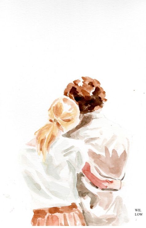 Wedding Watercolor Painting, Minimalist Couple, Painting Couple, Art Love Couple, Valentines Watercolor, Love Watercolor, Couples Portrait, Couple Painting, Minimalist Drawing