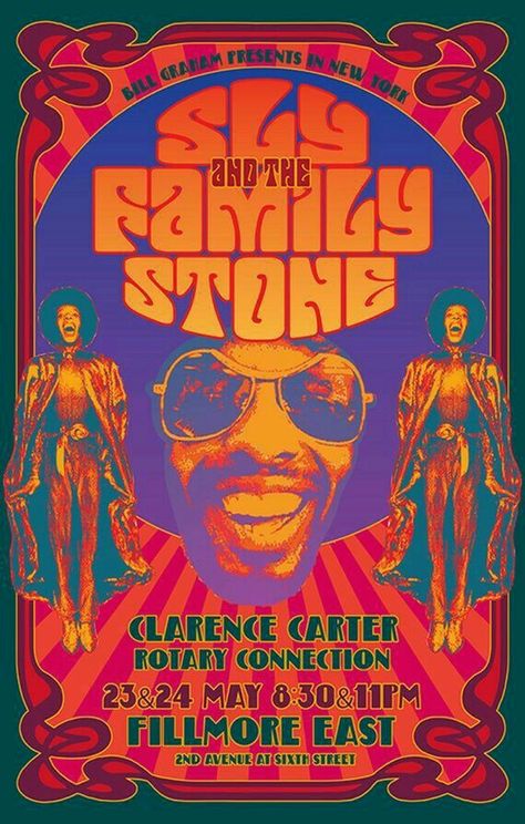 1960s Posters, Family Stone, Fillmore East, Hippie Posters, Rock Poster Art, Concert Poster Design, Music Concert Posters, Vintage Concert Posters, Vintage Music Posters