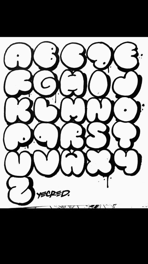 Graffiti bomba abecedario Graffiti Hello Kitty, Graffiti Tutorial, Easy Graffiti, Graffiti Lettering Alphabet, Graffiti Art Letters, Graffiti Wildstyle, Graffiti Words, Graffiti Writing, Graffiti Alphabet