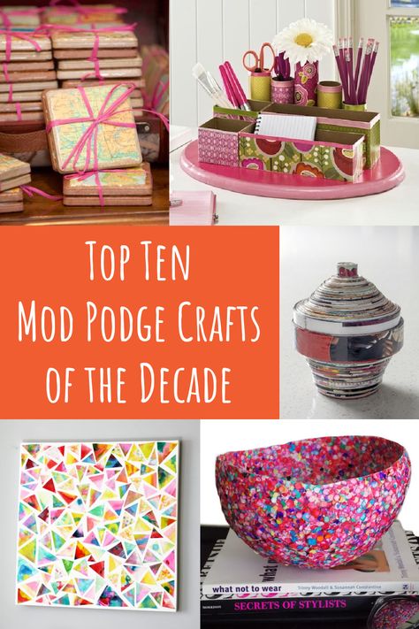 Have a jar of Mod Podge and aren't sure what to do with it? These top 10 Mod Podge crafts are the perfect place to start! Podge Modge Crafts, Mid Podge Crafts, Mod Podge Crafts Christmas, Wrapping Paper Mod Podge Ideas, Mod Podge Crafts Diy Gift Ideas, Mog Pog Crafts Diy, Things To Do With Mod Podge, Mode Podge Crafts, Modge Podge Fabric Ideas