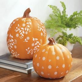 Pumpkin Decorations - Indoor/Outdoor Halloween Pumpkins | Grandin Road Pumpkin Paint, Creative Pumpkin Painting, Painting Pumpkins, Halloween Pumpkin Designs, Pumpkin Painting Ideas, Pumpkin Door Hanger, Painted Pumpkin, Pumpkin Designs, Creative Pumpkins