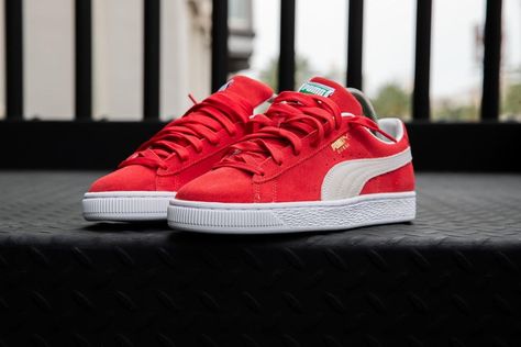 Nouveau on Instagram: “🚨FULL RESTOCK🚨 MEN'S PUMA | Suede Classic XXI (Urban Red) available online. Visit link in bio to shop ☝️📱” Puma Classic Suede, Red Suede Slip-on Sneakers, Red Puma Suede, Low-top Suede Puma Sneakers, Red Puma Training Sneakers, Puma Suede, Puma Sneaker, Sneakers, Red