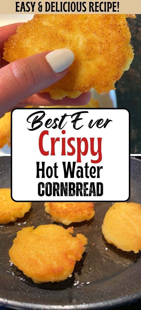 Craving a crispy delight? Our Southern Hot Water Cornbread delivers the perfect crunch. This easy recipe ensures a crispy exterior and a tender inside, making it an ideal companion to barbecue, greens, or any Southern feast. Discover the art of achieving that satisfying crispiness that defines the Southern culinary experience. #CrispyCornbread #SouthernCuisine #CrunchyDelight Hotwater Cornbread With Jiffy, Deep Fried Cornbread, Johnny Cakes Recipe Cornbread, Hot Honey Cornbread, Hot Water Cornbread Recipe Jiffy, Hot Water Cornbread Southern, Easy Hot Water Cornbread Recipe, Hot Water Cornbread Recipe Soul Food, Clodhoppers Recipe