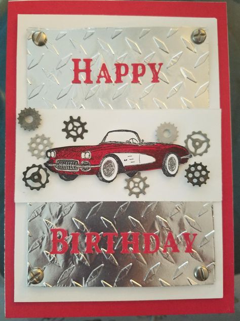 Corvette Birthday - Scrapbook.com Corvette Birthday, Bucket Gift Ideas, Hot Rod Door Custom Vinyl Die Cut, Happy Birthday Classic Car, Cards With Cars On Them, Truck Birthday Cards For Men, Corvette Birthday Card, Bucket Gifts, Birthday Scrapbook