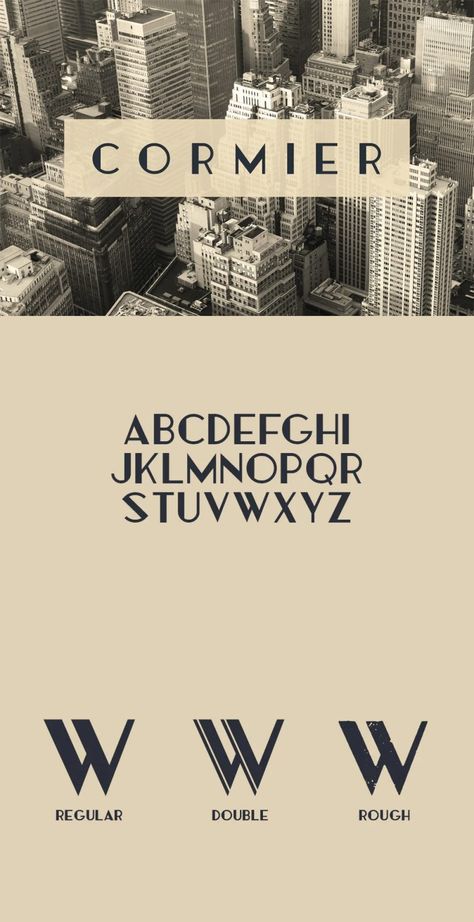 Cormier – Art Deco Themed Typeface Font Art Deco Web Design, Art Deco Website Design, Modern Art Deco Graphic Design, Art Deco Typography Design Inspiration, Art Deco Brand Identity, Art Deco Typeface, Art Deco Website, Art Deco Logo Design, Art Deco Packaging