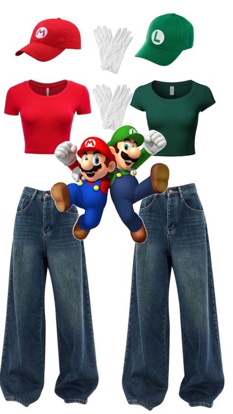 Duos Halloween costume Mario Luigi Costume, Luigi Costume, Duo Halloween Costumes, Mario Luigi, Mario And Luigi, Halloween Costume Ideas, Costume Ideas, Halloween Costume, Mario