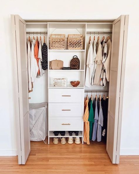 Easy Closet System, Easy Closets, Hall Closet Makeover, Small Closet Makeover, Easy Closet, Closet Master, Baby Room Closet, Custom Closet Organization, Hallway Closet