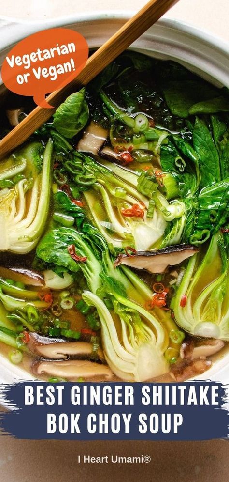 La Choy Recipes, Boo Choy Soup, Soup Bokchoy Mushroom, Vegetable Soup Bokchoy, Mediterranean Soups, Soup Buffet, Umami Recipes, Asian Soup Recipes, Whole30 Vegan