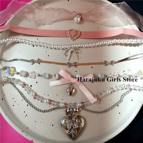 Rosary Heart Bow Fairycore Pearls Choker Pink Lace Necklace Y2K Pixie Fairycore Cottagecore Necklace Jewelry Accessories Gift - AliExpress 36 Pink Bow Necklace, Cutesy Jewelry, Cottagecore Necklace, Pearls Choker, Necklace Y2k, Pink Choker, Y2k Necklace, Lace Necklace, Kawaii Jewelry