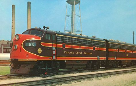 railroad engines | TRAIN - CHICAGO GREAT WESTERN - DIESEL ENGINE - FACTORY BACKGROUND ... Factory Background, Gandy Dancer, Covered Wagons, Steam Trains Photography, Railroad Images, Great Western Railway, Train Posters, Railroad Pictures, Railroad Photography