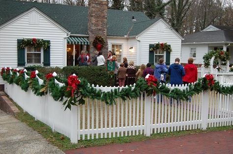 Decorating Mailboxes, Fences and Porches for Christmas Christmas Garland Fence Ideas, White Picket Fence Christmas Decor, Christmas Lights Fence Ideas, Christmas Garland Outdoor Fence, Picket Fence Christmas Ideas, How To Decorate A Fence For Christmas, Garland On Fence Christmas, Decorating A Fence For Christmas, Decorate Fence For Christmas