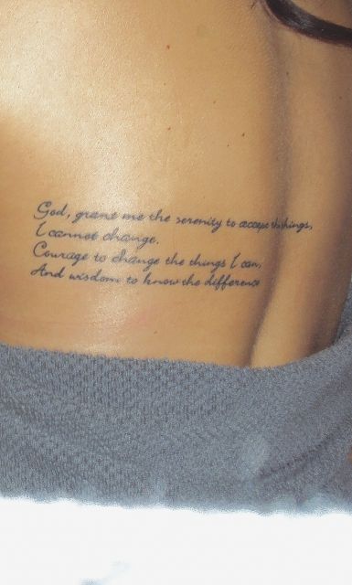 Grant me the serenity... Tattoo! I must have this! Women Script Tattoos, God Grant Me The Serenity Tattoo Stencil, Long Script Tattoo, God Grant Me The Serenity Tattoo Women, Tattoo Ideas Peace, Serenity Prayer Tattoo Women, God Grant Me The Serenity Tattoo, Remember Me Tattoo, Thigh Quote Tattoos