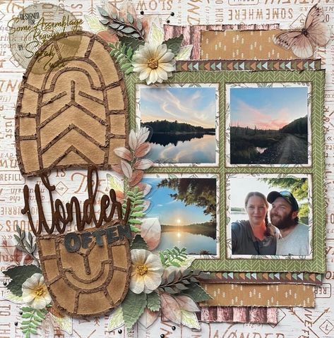 Alaska Scrapbook Layouts, Nature Scrapbook Layouts, Hiking Scrapbook, Outdoors Scrapbook Layouts, Camping Scrapbook Layouts, Nature Scrapbook, Camping Scrapbook, Scrapbooking Layouts Travel, Scrapbook Design Layout