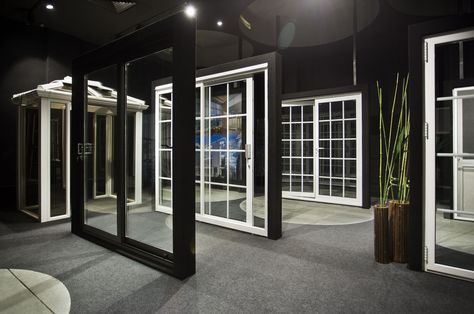 Upvc Windows Display Showroom, Window Showroom, Reception Interior, Design Center Showroom, Showroom Ideas, Window Brands, Glass Store, Shade Store, Showroom Display