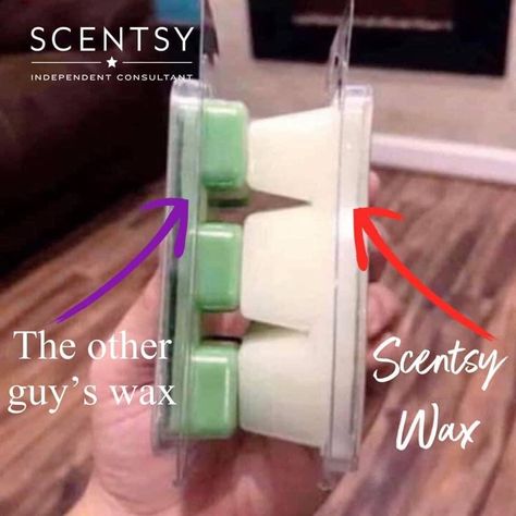 Scentsy offers longer lasting scent, bigger cubes, safer wax (non toxic you can eat it hut it doesnt taste good) and our warmees donr burn above body temp. How crazy! Wax Melt Display Ideas, Scentsy Ideas Marketing, Scentsy Hacks, Scentsy 2022, Scentsy Display, Scentsy Sample Ideas, Scentsy Posts, Scentsy Pictures, Scentsy Facebook Party