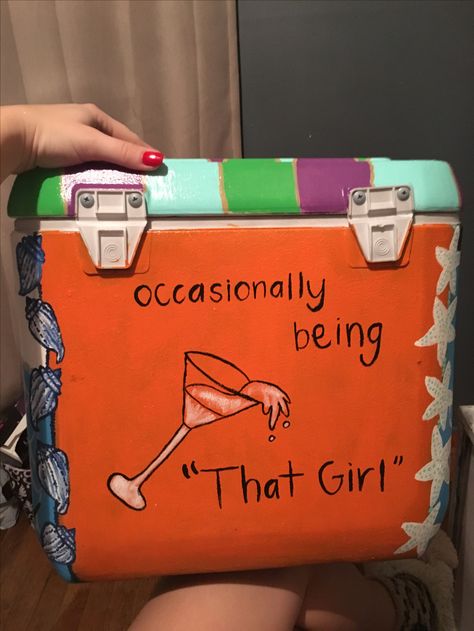 Occasionally being that girl painted cooler Beach Things, Ice Chest