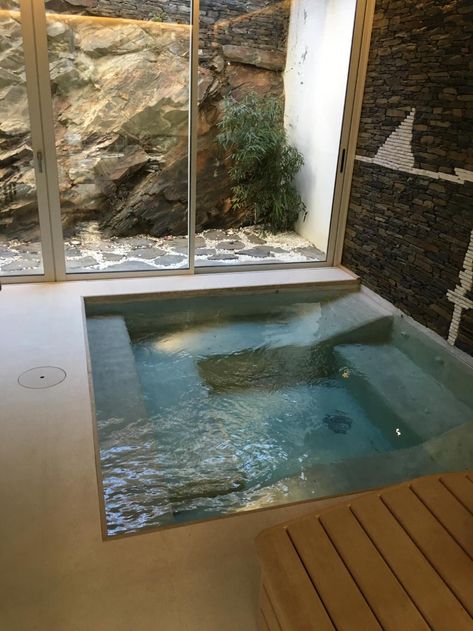 Indoor Swim Spa, The Block Australia, Cadaques Spain, Spain Hotel, Small Indoor Pool, Jacuzzi Room, Indoor Jacuzzi, Home Spa Room, Spa Jacuzzi