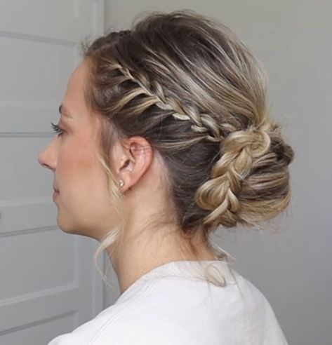 Side Braid Wedding, Dutch Braid Headband, Braid Bun Updo, Braid Updo Tutorial, Bridesmaid Hair Side, Glamorous Hairstyles, French Braid Updo, Double French Braids, French Twist Updo