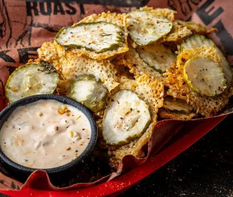 Flatrock Parmesan Pickle Chips - Traeger Grills Parmesan Pickle Chips, Traeger Flatrock Recipes, Flatrock Recipes, Smoker Veggies, Pulled Pork Tenderloin, Pork Wings, Vegetable Cocktails, Chili Pizza, Chicken Parmesan Sliders