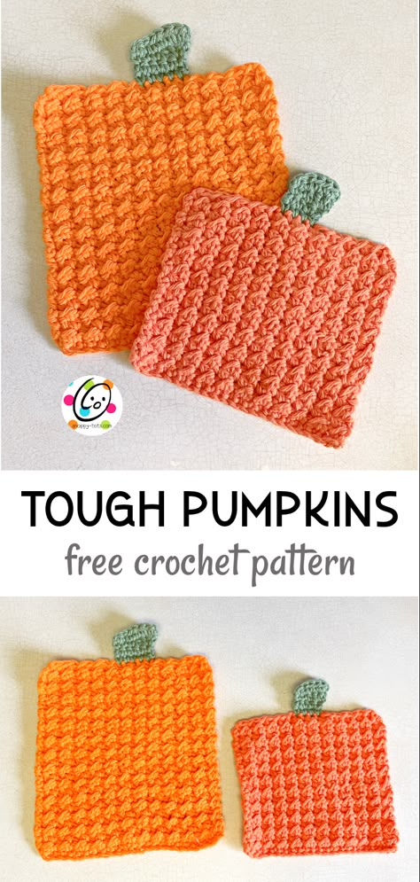 Weekly Wash #44: Tough Scrubber Pumpkins - snappy tots Cotton Yarn Crochet, Crochet Pot Holders Free Pattern, Kitchen Crochet, Crochet Holiday, Crochet Scrubbies, Crochet Hot Pads, Crochet Unique, Fall Crochet Patterns, Fall Crochet