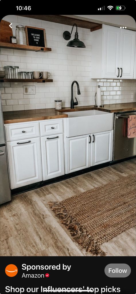 White Subway Tile Kitchen Backsplash With Oak Cabinets, White Subway Tile Kitchen Backsplash Wood Countertop, White Subway Tile Kitchen Backsplash Stained Cabinets, Kitchen Design On A Budget, Kitchen Sink Wall No Window, Oak Cabinets Subway Tile Backsplash, Oak Cabinet Brick Backsplash, Kitchen Sink Wall, Ideas With Wood