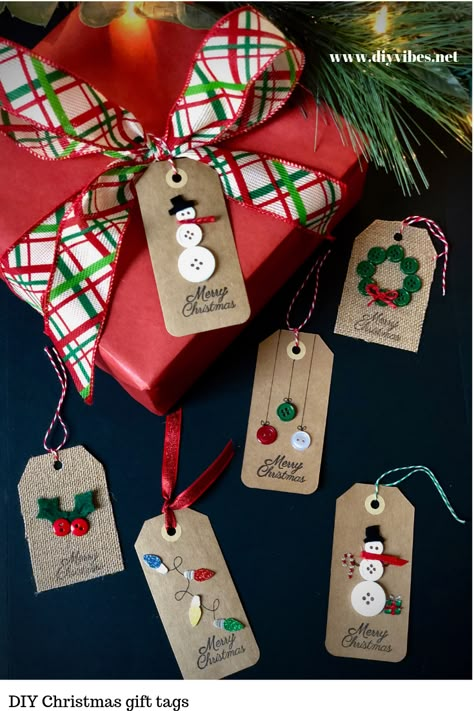 DIY ChristmasGift  Tags are fun and easy to make and the possibilities are endless. See how to make them at www.diyvibes.net #gifttags #diygifttags #Christmasgifttags #homemadegifttags Christmas Tags Handmade, Homemade Gift Tags, Diy Christmas Tags, Xmas Gift Tags, Christmas Gift Tags Diy, Christmas Gift Tags Handmade, Xmas Tags, Gift Tags Diy, Diy Tags