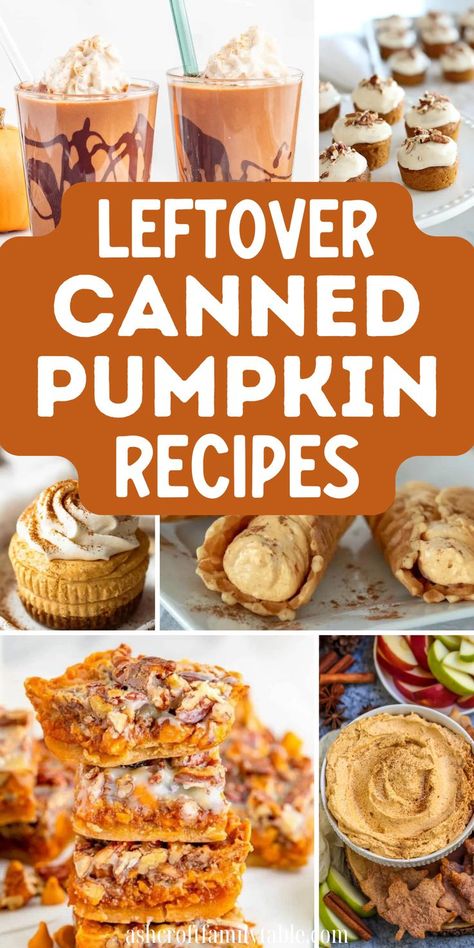 Leftover canned pumpkin recipes. Leftover Canned Pumpkin, Thanksgiving Pumpkin Recipes, Yummy Fall Desserts, Delicious Fall Recipes, Easy Fall Recipes, Canned Pumpkin Recipes, Fall Party Food, Fall Recipes Pumpkin, Leftover Pumpkin