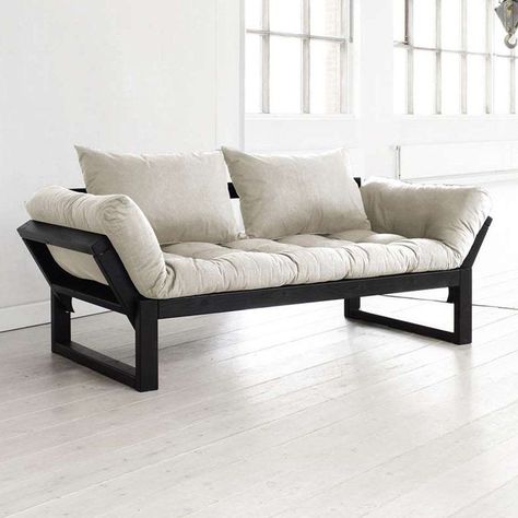 Fresh Futon Edge Black Convertible Futon Sofa Natural - EDGEBL001 Sofa Bed Black, Iron Furniture Design, Sofa Bed Frame, Welded Furniture, Metal Sofa, Wooden Sofa Designs, Furniture Design Chair, Sofa Bed Design, Bed Black