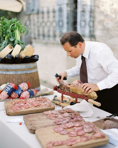 Cocktail Hour Food Stations, Charcuterie Station, Wedding Cocktail Hour Food, Cocktail Hour Food, French Wedding Dress, Wedding Food Stations, Cocktail Hour Wedding, Pre Wedding Party, Tuscan Wedding