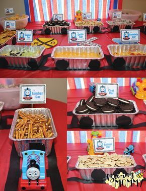 Thomas the Train Birthday Party Food Ideas Jack Marshall, Train Birthday Party Food, Train Theme Party, Train Birthday Theme, Thomas Train Birthday, Chugga Chugga Two Two, Thomas Party, Train Theme Birthday Party, Thomas The Train Birthday