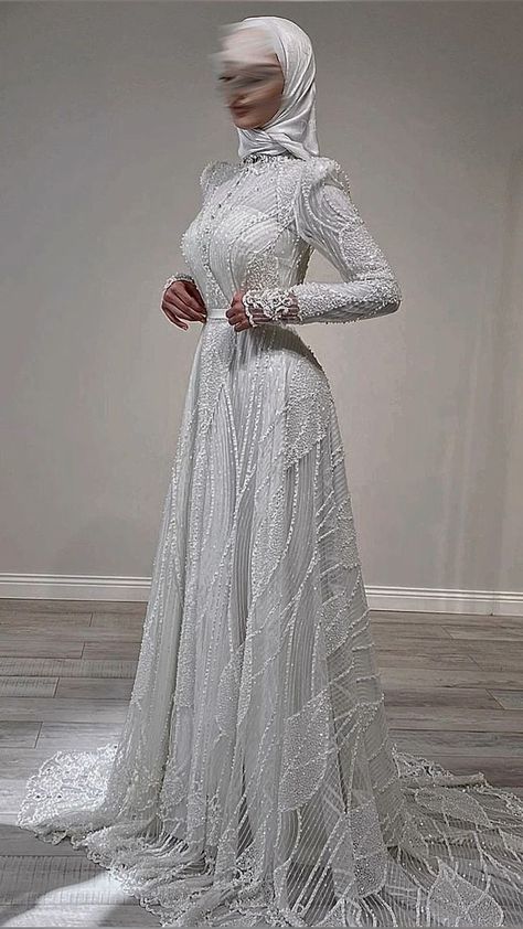 White Dresses Hijab, Engagement Modest Dress, White Modest Wedding Dresses, Nikkah Dress Hijab, Islamic Nikkah Outfit, Muslim Wedding Dress Hijab Bride Simple, Simple Nikah Dress, Muslim Nikkah Dresses, Nikkah White Dress