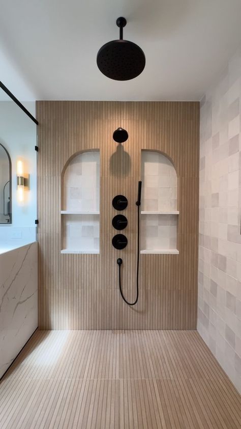 Chats • Instagram Kenridge Ribbon Maple Tile, Kenridge Ribbon, His And Hers Vanity, Lake House Bathrooms, Split Entry Remodel, White Oak Cabinets, Unusual Bathrooms, Redmond Washington, Shower Floors